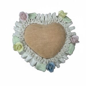 Vintage Ardalt Japan fine porcelain heart shaped pin cushion valentines Gift
